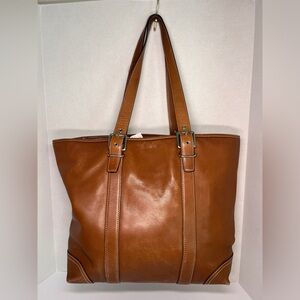 Coach Elegant Brown Leather Coach Tote Bag Zip Top 6491 2005 Vintage